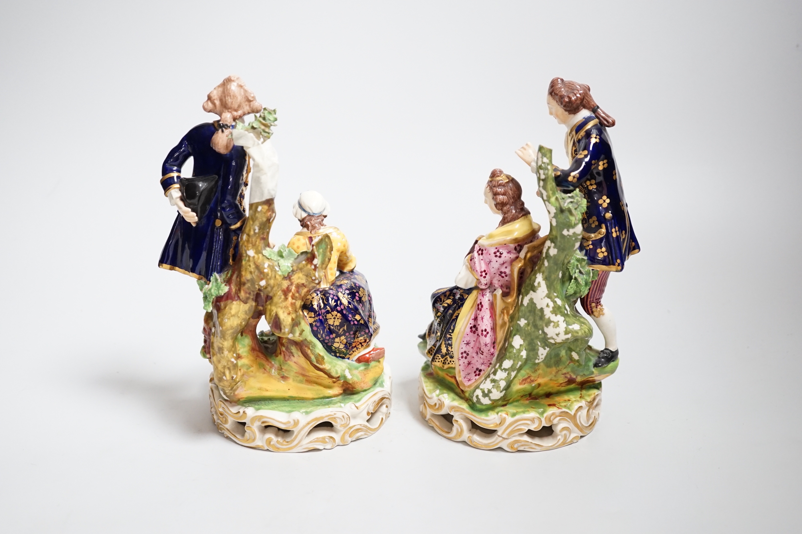 A pair of Bloor Derby figure groups, c.1830, 18cm